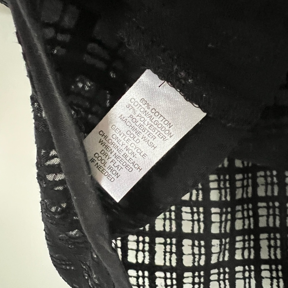 LOFT Black Short-Sleeve Grid Lace Blouse - Picture 4 of 5